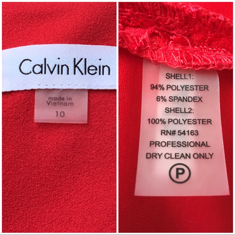 Calvin Klein Coctail Lace Overlay Red Dress Size 10 🌸 - Picture 7 of 8